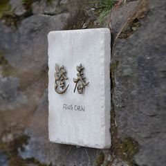High-End Custom Brass and Limestone Nameplates for Unique Spaces