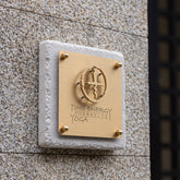 Artisanal Quality Customized Limestone and Brass Nameplates Door Signage