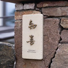 Luxury in Every Detail Custom Limestone and Brass Plaques Sign