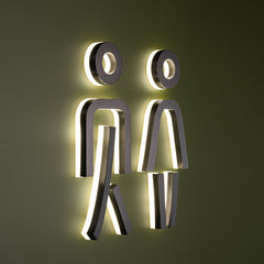 Exclusive Custom illuminated Bathroom Restroom Sign