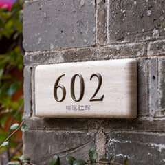 High-End MISHE DESIGN Custom Limestone & Brass Nameplates