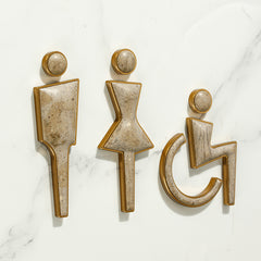 Luxury Marble & Aluminium Bathroom Sign-2