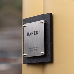 Experience Luxury with Custom Flamed Stone Bakery Nameplates Sign
