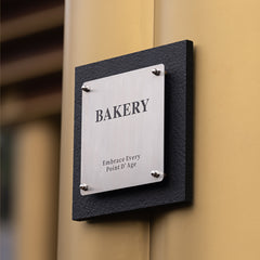 Experience Luxury with Custom Flamed Stone Bakery Nameplates Sign