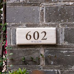 High-End MISHE DESIGN Custom Limestone & Brass Nameplates