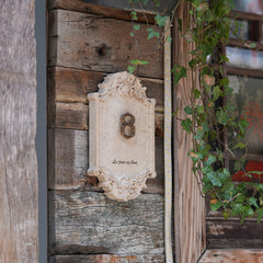Refined Aesthetics MISHE DESIGN Customized Limestone and Brass Door Signs
