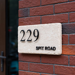 Unique Customized Brass and Limestone Nameplates for Sophisticated Interiors
