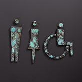 Deluxe Antique Brass Restroom Sign