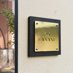 Luxury Bespoke Stone Metal Sign Nameplates for Upscale Properties Hotel