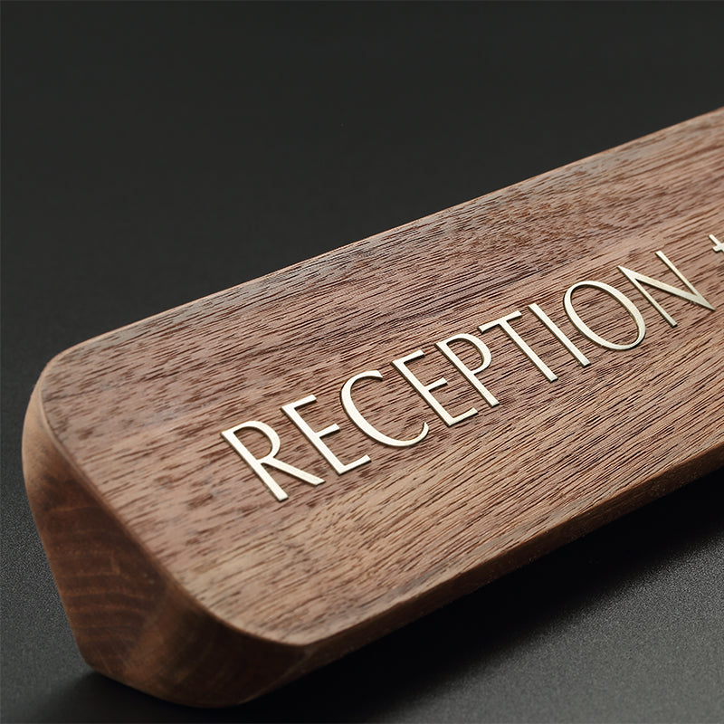 Black Walnut Boat Wood With Brass Inlay Reception Sign