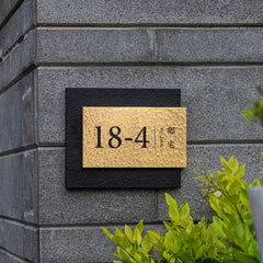 Timeless Elegance Personalized Flamed Stone and Brass Plaques Sign