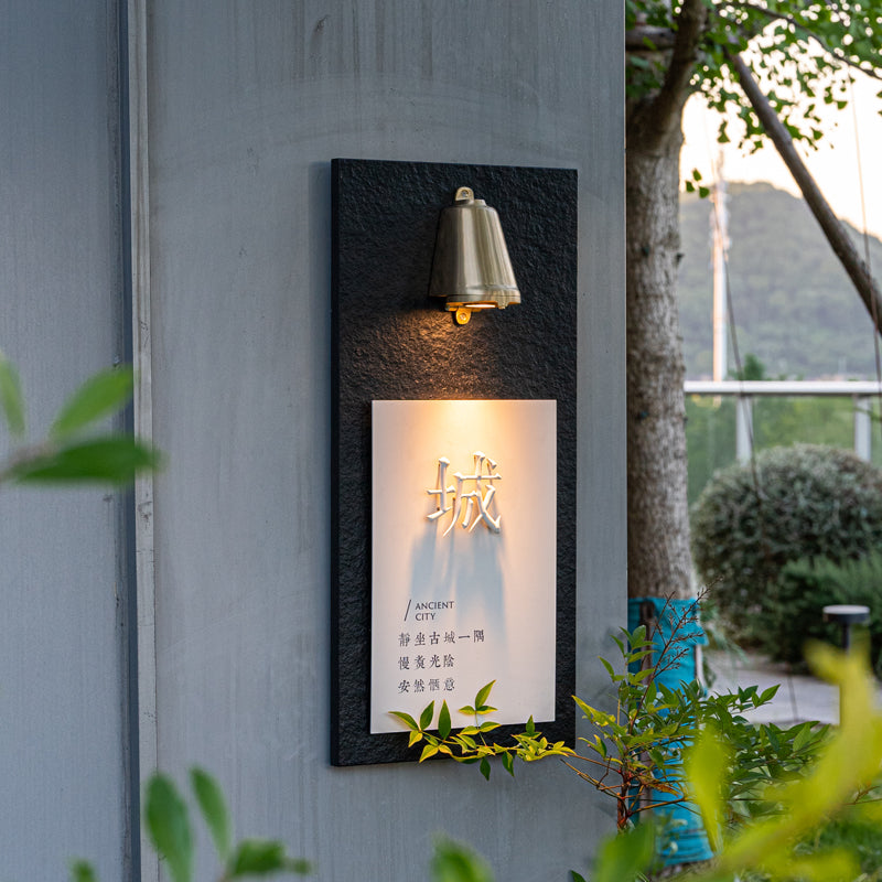 Unique Customized Brass and Stone Door LED Sign for Sophisticated Interiors