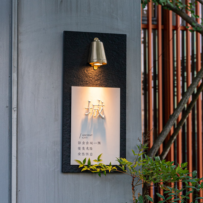 Unique Customized Brass and Stone Door LED Sign for Sophisticated Interiors