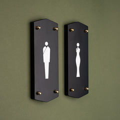 Exclusive Restroom Oasis with Elegant Ambiance Men & Women Toilet Sign