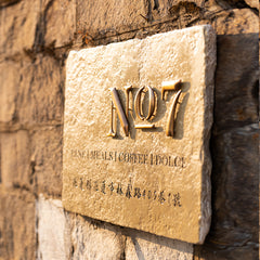 Bespoke Business Brass and Limestone Signs for Address Number