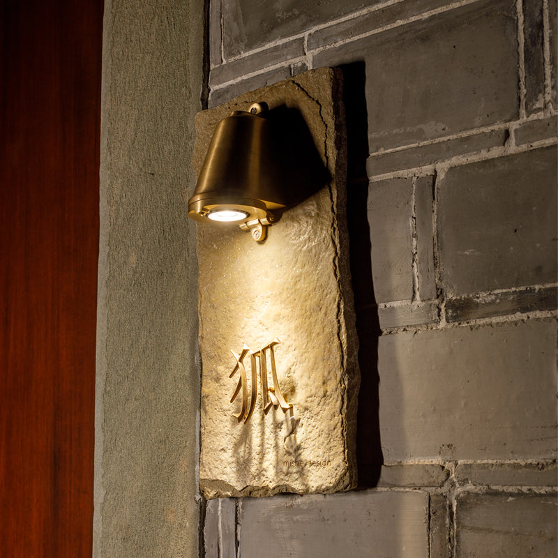 Artisanal Brass & Limestone Custom LED illuminated Plaques for a Luxurious Look